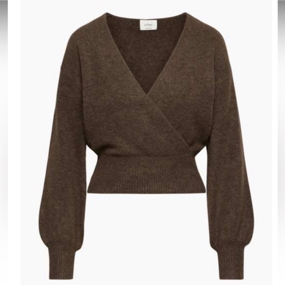 Wilfred Sweaters - Aritzia Wilfred Mocha Brown Wrap Dear Sweater L XL
